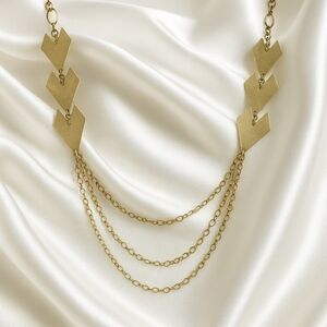 Gold Triple V Chevron Necklace – Multi-Strand Statement Women's Fashion Jewelry